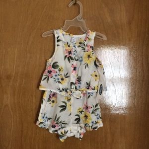 Romper with cute shirt tie in front